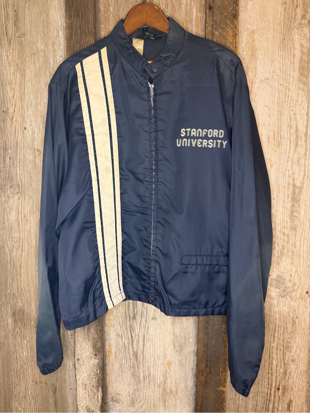VTG 50s Champion Running Man Stanford University Nylon Jacket Talon Zipper LARGE